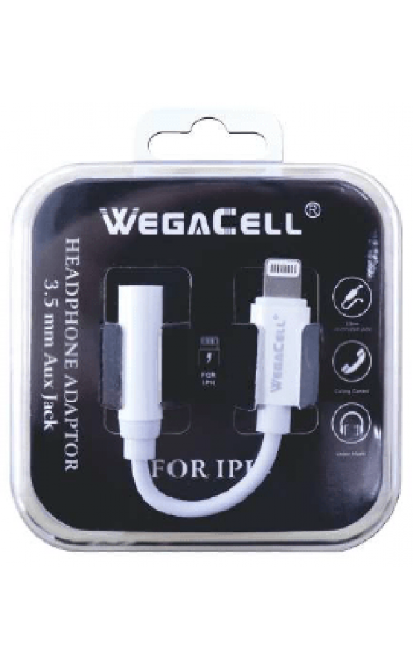 Apple Compatible Lightning to 3.5 MM Aux Adapter - Wholesale Pkg. WegaCell: WL-192IPH-CN