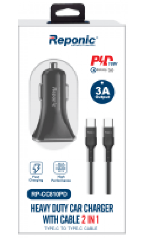 Android Universal Dual Port Car Charger USB Type C Cable Combo - Wholesale Pkg. WegaCell: RP-CC810PD