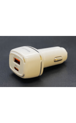 Universal Dual Port Fast Charging USB-USB C Car Charger. Wholesale Pkg. WegaCell: WL-111PD-DCH