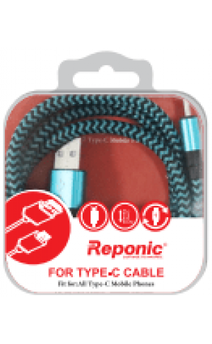 Android Type C USB Braided Fast Charging 3 Ft Fabric Data Cable - Wholesale Pkg. Reponic: RP-CB362-TYC