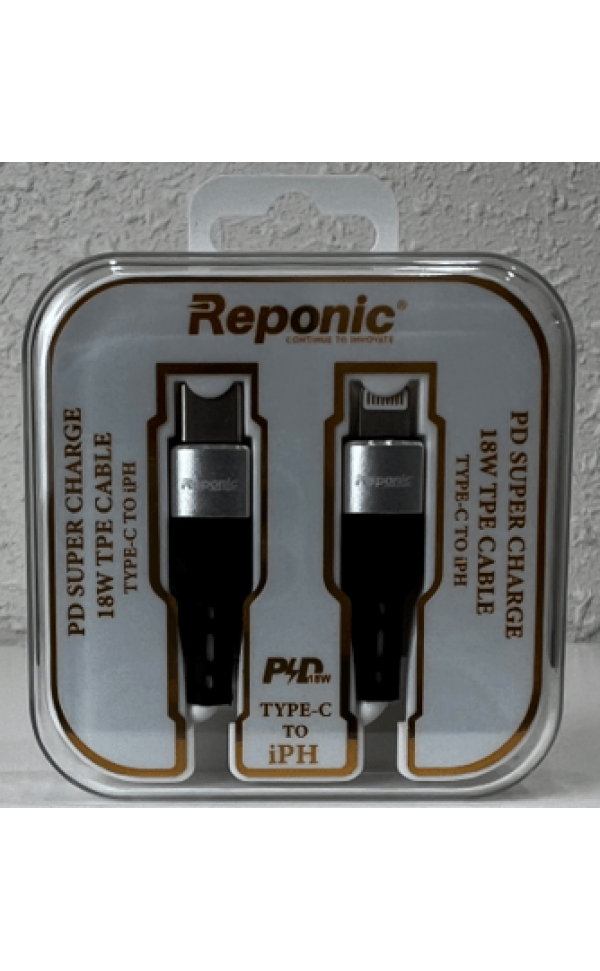 Apple Compatible Fast Charging 3 Ft USB C Lightning TPE Data Cable - Wholesale Pkg. Reponic: RP-CB376PD