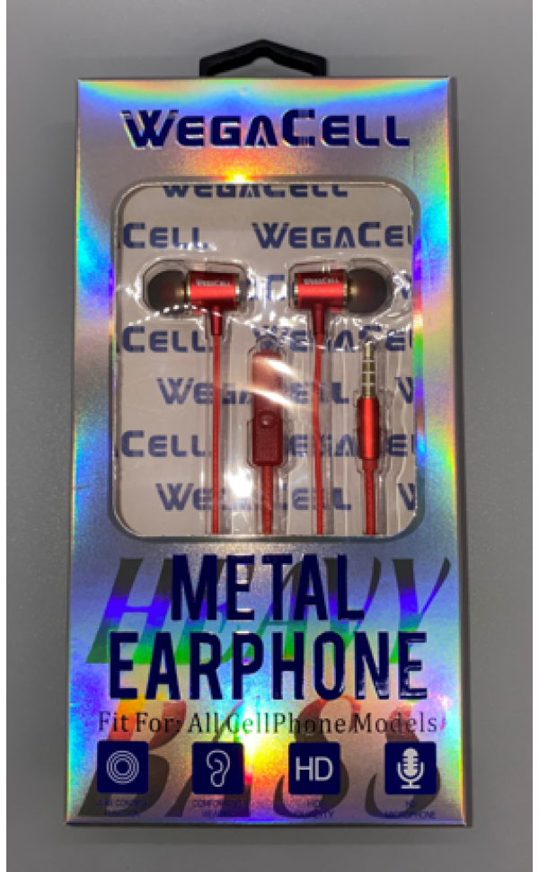 In-Ear Stereo Earphone Noise Isolating Heavy Bass - Wholesale Pkg. WegaCell: WL-777EP-HF
