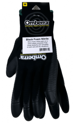 Gloves: GLV-NIT-BK-FOAM-M