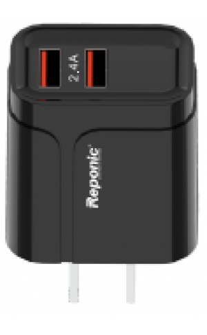 Universal Dual Port Fast Charging USB Home Wall Charger  - Wholesale Pkg. Reponic: RP-HC345