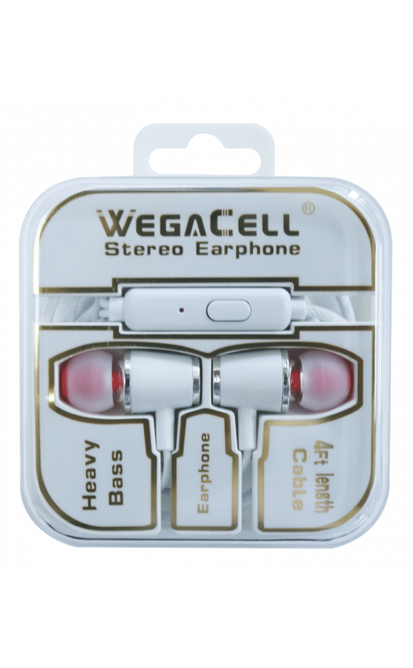 In-Ear Stereo Earphone Noise Isolating Heavy Bass - Wholesale Pkg. WegaCell: WL-109EP-HF