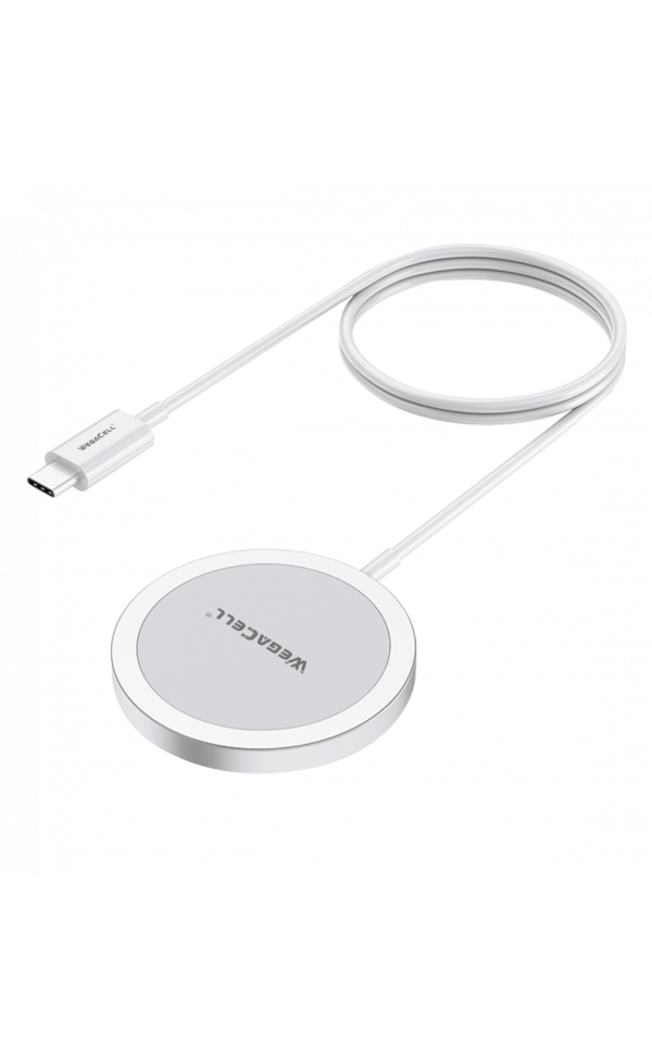 Magnetic Wireless Charger with USB Type C compatible with Apple iPhones and Android Phones  - Wholesale Pkg.WegaCell: WL-185MSC