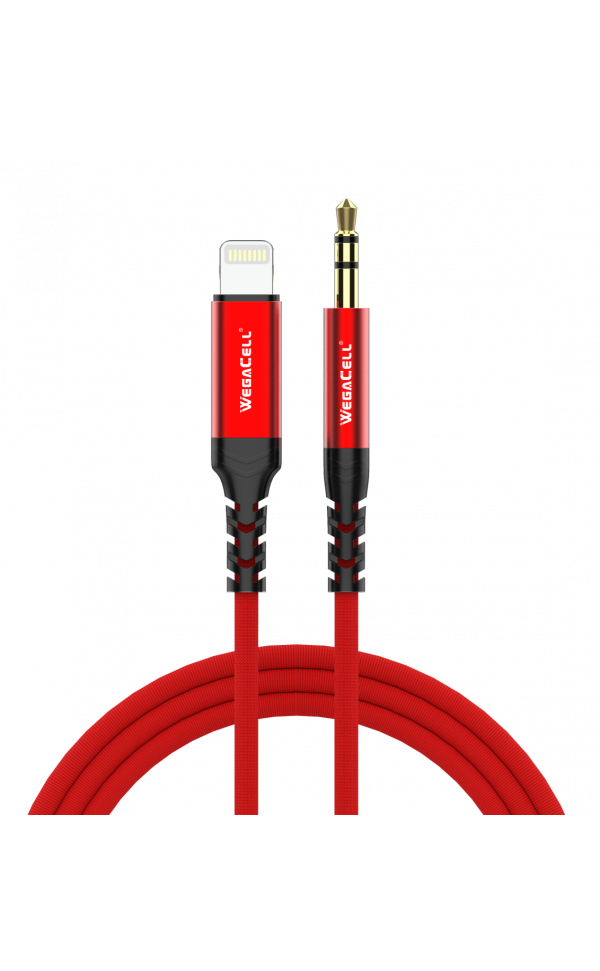 Lightning to 3.5 mm Aux cable for HiFi Stereo Sound in Car, Speakers, and Headphones - Wholesale Pkg. WegaCell: WL-187IPH-AX