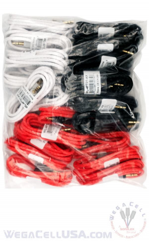 HiFi Stereo Sound Braided 4 Ft - Aux Cable - Wholesale Pkg. WegaCell: WL-4FT21-AX