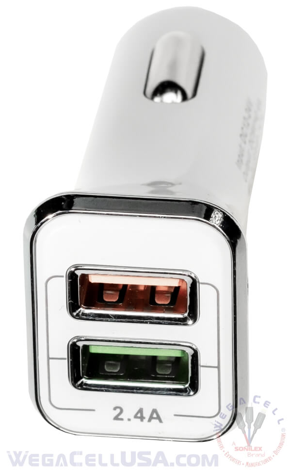 Universal Dual Port Fast Charging USB - Car Charger - Wholesale Pkg. WegaCell: WL-2USB66-DCH