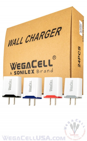 Universal Dual Port Fast Charging USB - Home Wall Charger - Wholesale Pkg. WegaCell: WL-2USB02-HC