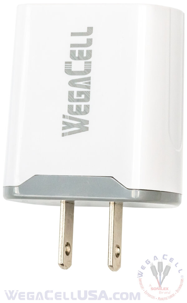Universal Dual Port Fast Charging USB - Home Wall Charger - Wholesale Pkg. WegaCell: WL-2USB02-HC