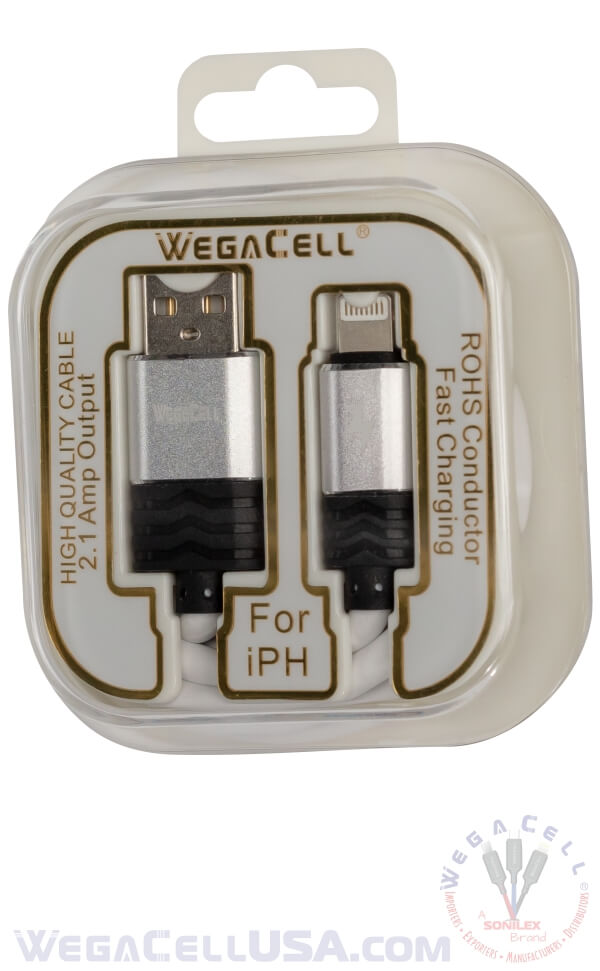 Apple Compatible Fast Charging 3 Ft Lightning TPE Data Cable - Wholesale Pkg. WegaCell: WL-3CBL11-IPH