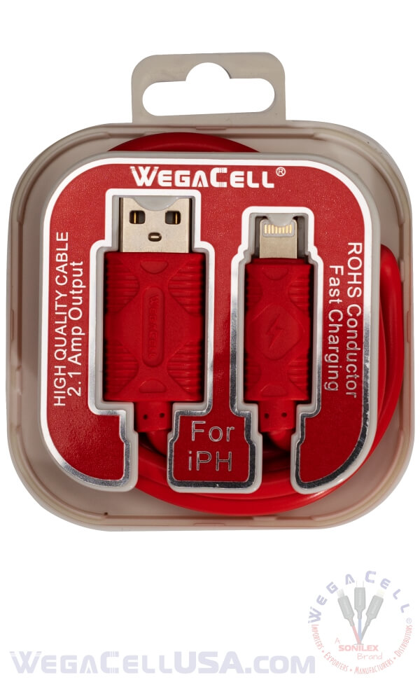 Apple Compatible Fast Charging 3 Ft Lightning TPE Data Cable - Wholesale Pkg. WegaCell: WL-3CBL89-IPH