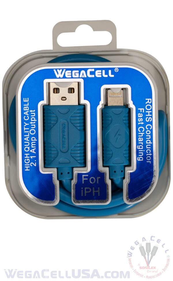 Apple Compatible Fast Charging 3 Ft Lightning TPE Data Cable - Wholesale Pkg. WegaCell: WL-3CBL89-IPH