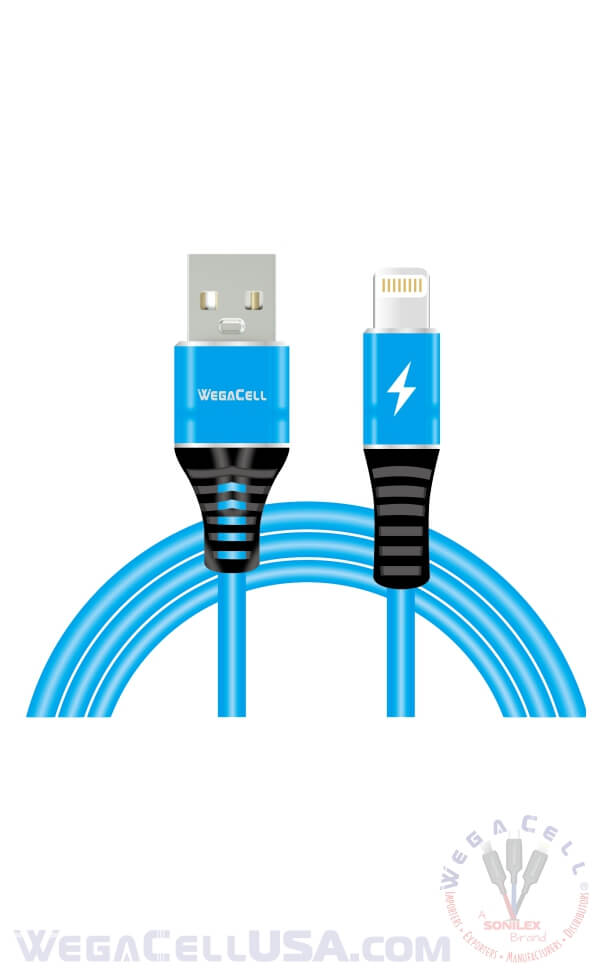 Apple Compatible Fast Charging 5 Ft Lightning TPE Data Cable - Wholesale Pkg. WegaCell: WL-5CBL12-IPH