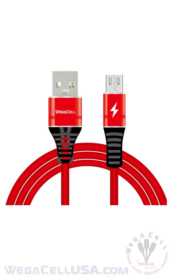 Android Type C USB Braided Fast Charging 5 Ft TPE Data Cable - Wholesale Pkg. WegaCell: WL-5CBL12-TYC