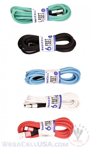 Apple Compatible Fast Charging 6 Ft Lightning TPE Data Cable - Wholesale Pkg. WegaCell: WL-6FTCBL78-IPH