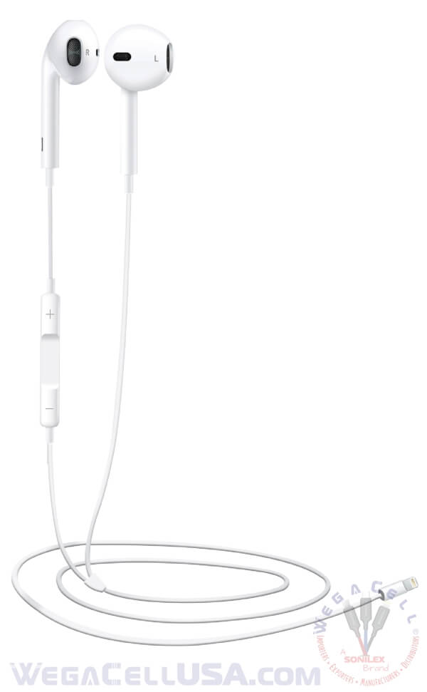 Apple Compatible In-Ear Stereo Earphone Noise Isolating Heavy Bass - Wholesale Pkg. WegaCell: WL-56IPH-HF