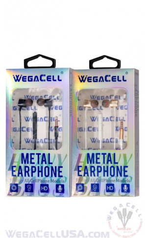 In-Ear Stereo Earphone Noise Isolating Heavy Bass - Wholesale Pkg. WegaCell: WL-66EP-HF