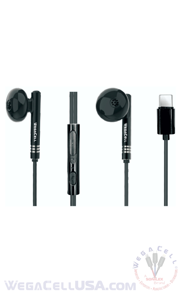 USB Type C In-Ear Stereo Earphone Noise Isolating Heavy Bass - Wholesale Pkg. WegaCell: WL-71EP-HF