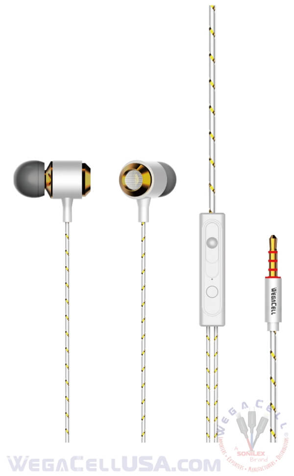 In-Ear Stereo Earphone Noise Isolating Heavy Bass - Wholesale Pkg. WegaCell: WL-222EP-HF