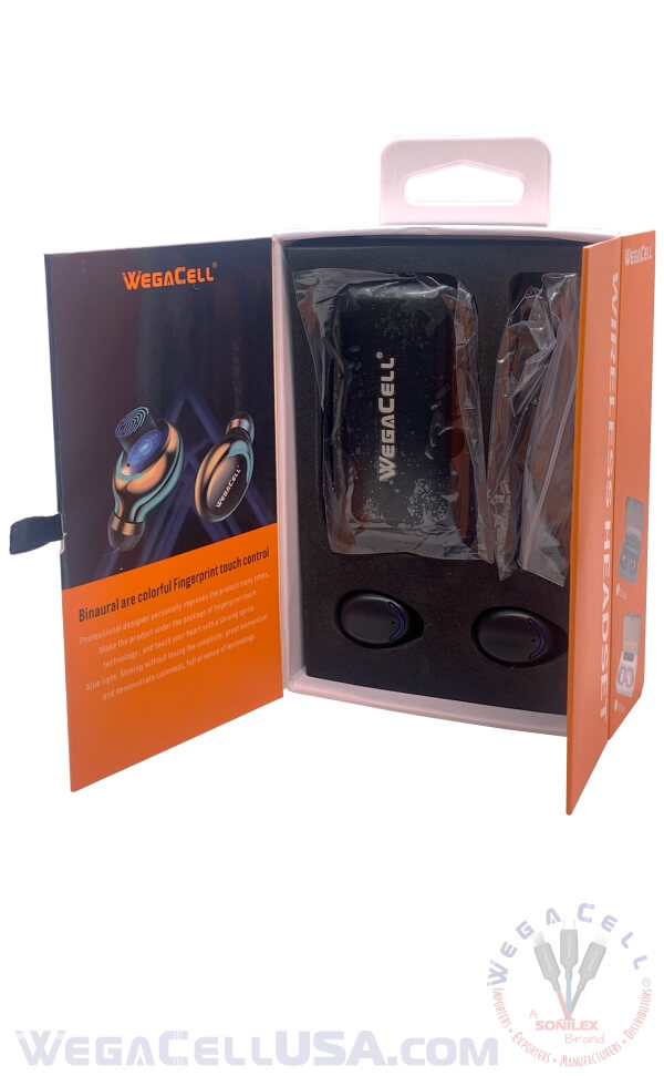 Bluetooth 5.0 TWS HD Wireless Earbuds - Wholesale Pkg. WegaCell: WL-37TWS