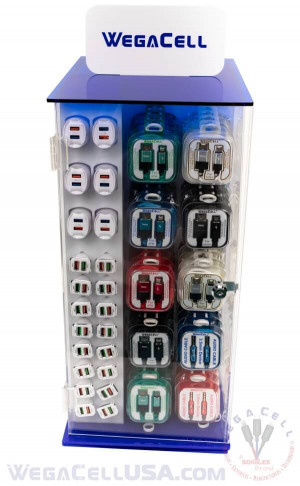 Rotating Double-Sided Lockable Counter Display Rack 144 pcs. Model No. WegaCell: WL-9914ASD